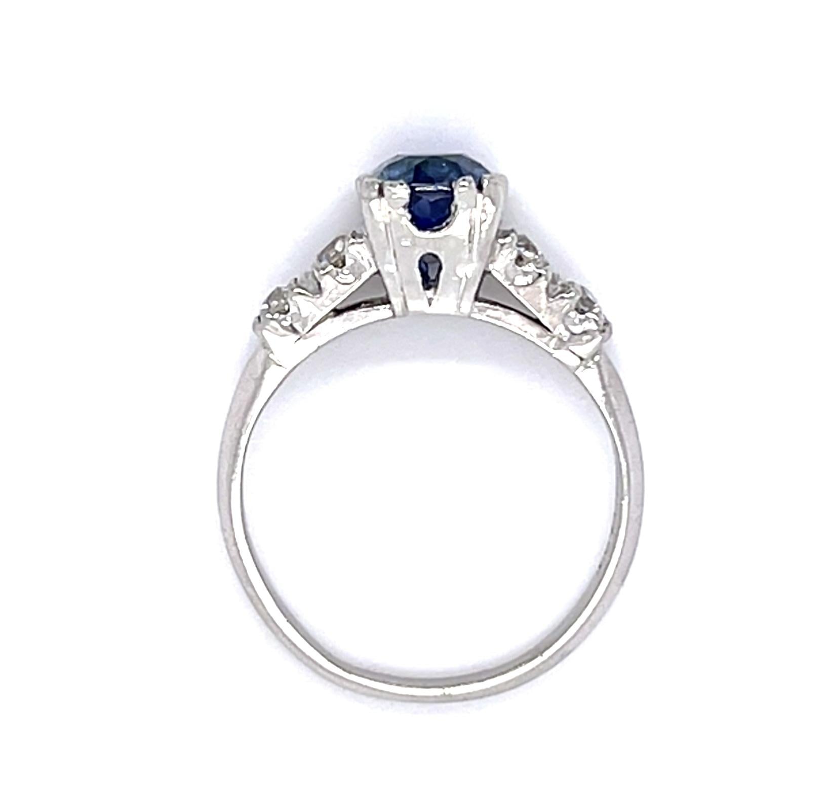 1.60ct Sapphire .30ct Diamond PT Ring (Vintage 1950s)
