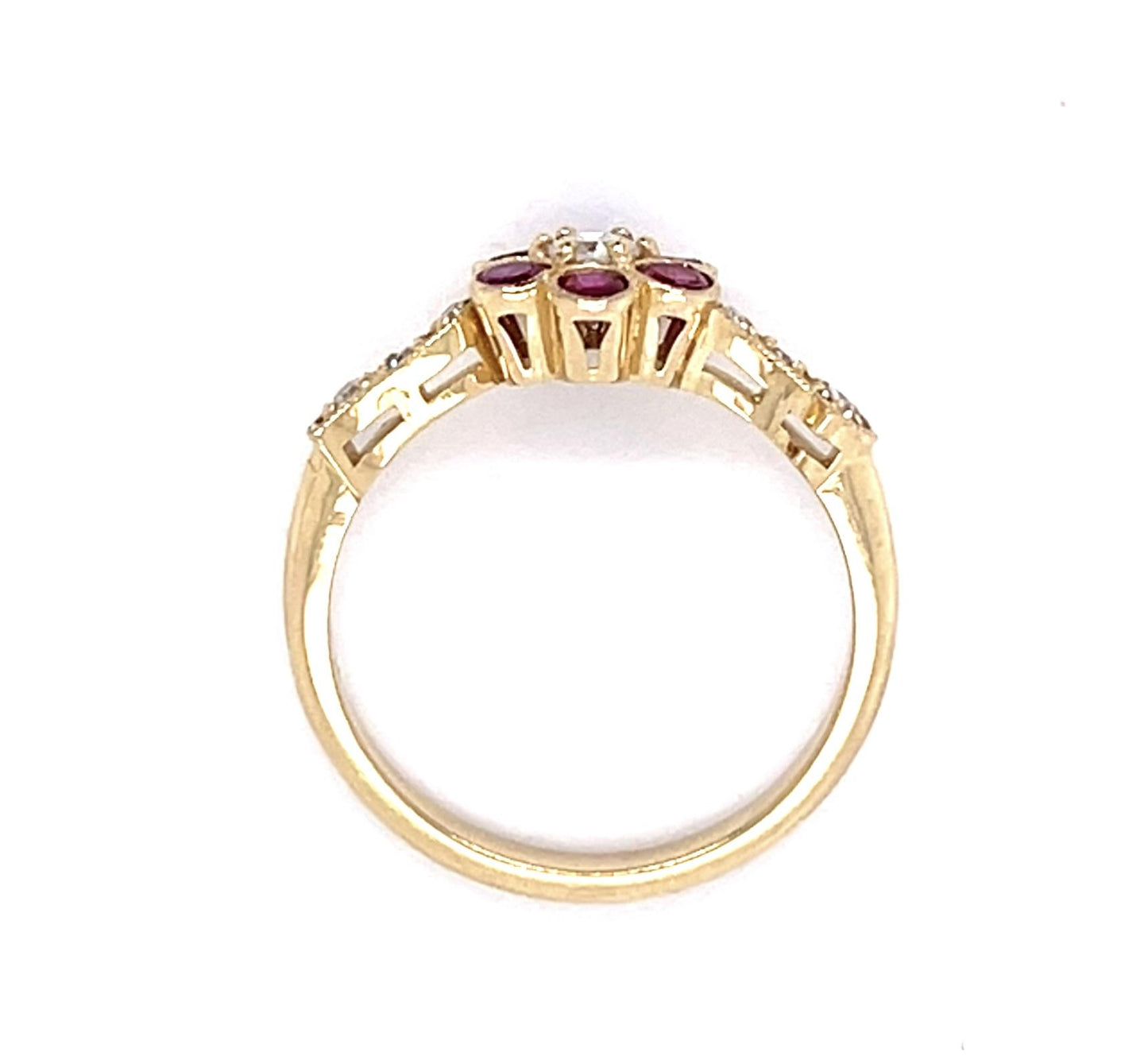 .18ct Single-cut Diamond 14KY Ring .45ct Ruby