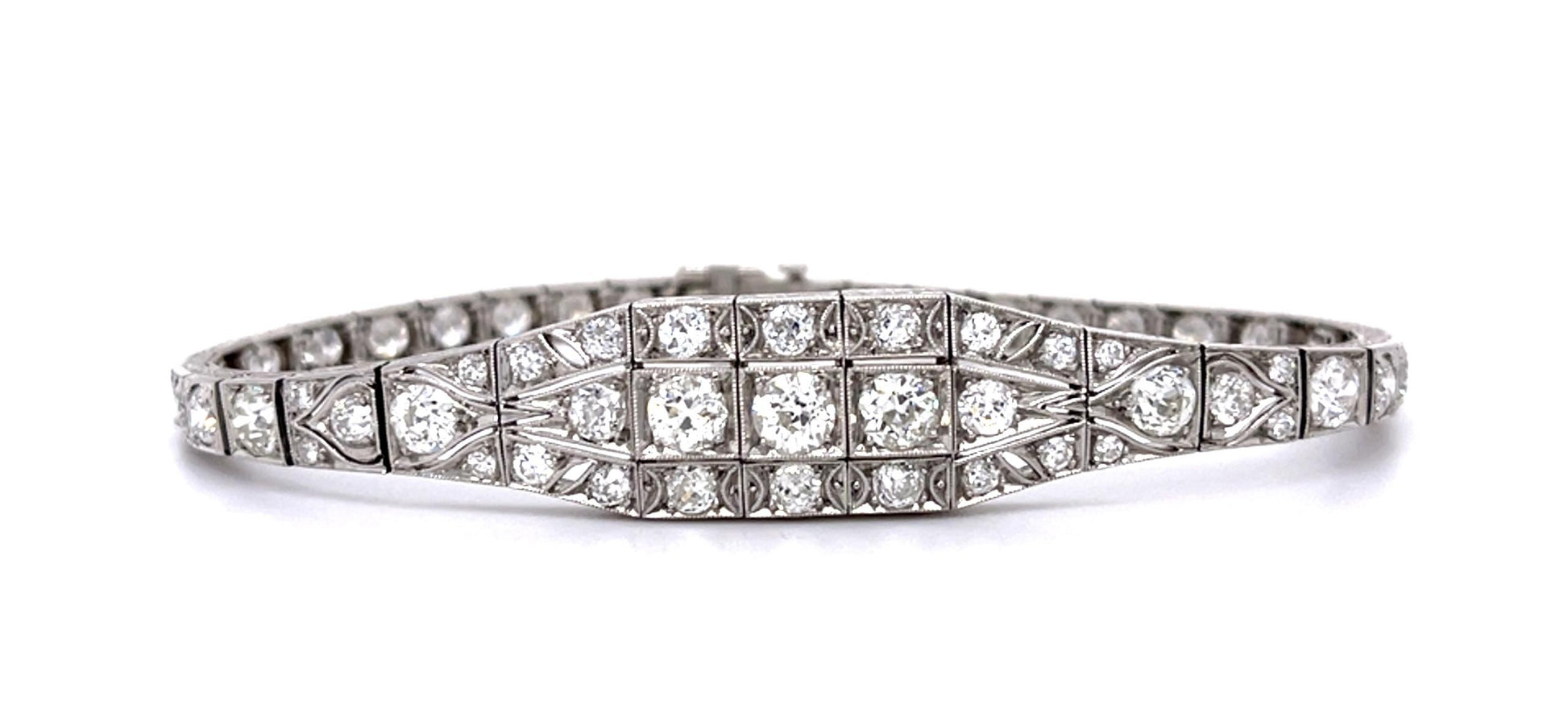 Original Art Deco 8ct Euro Diamond PT Bracelet (Antique 1920s)