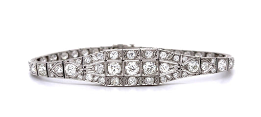 Original Art Deco 8ct Euro Diamond PT Bracelet (Antique 1920s)