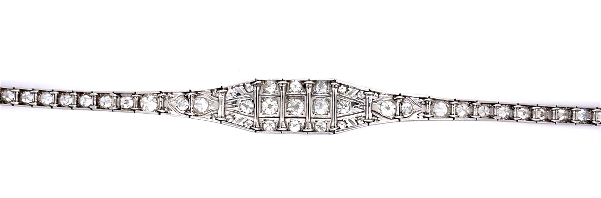 Original Art Deco 8ct Euro Diamond PT Bracelet (Antique 1920s)