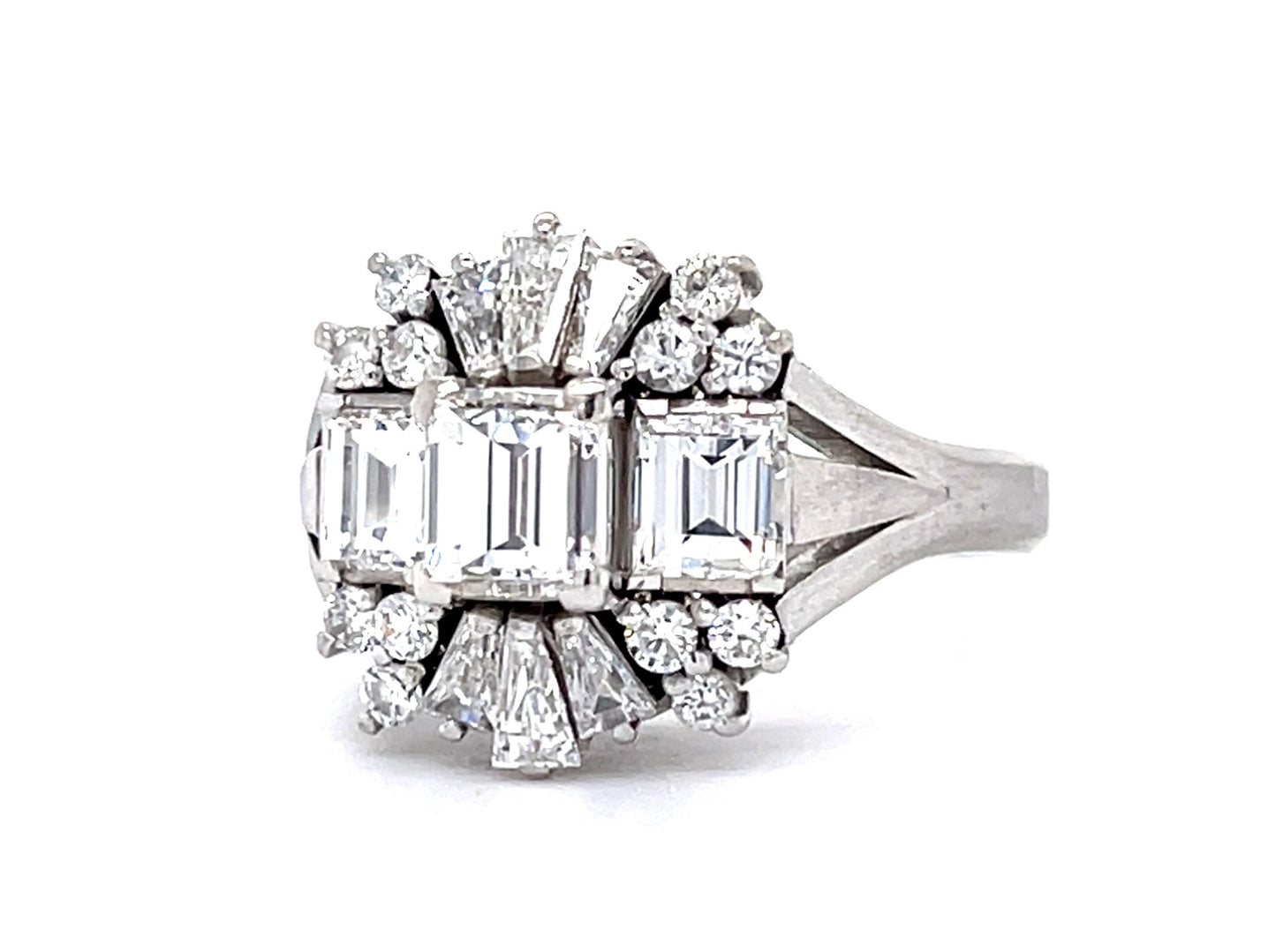 .62ct Emerald-cut Diamond Platinum Ring 1.17ct Side Diamond