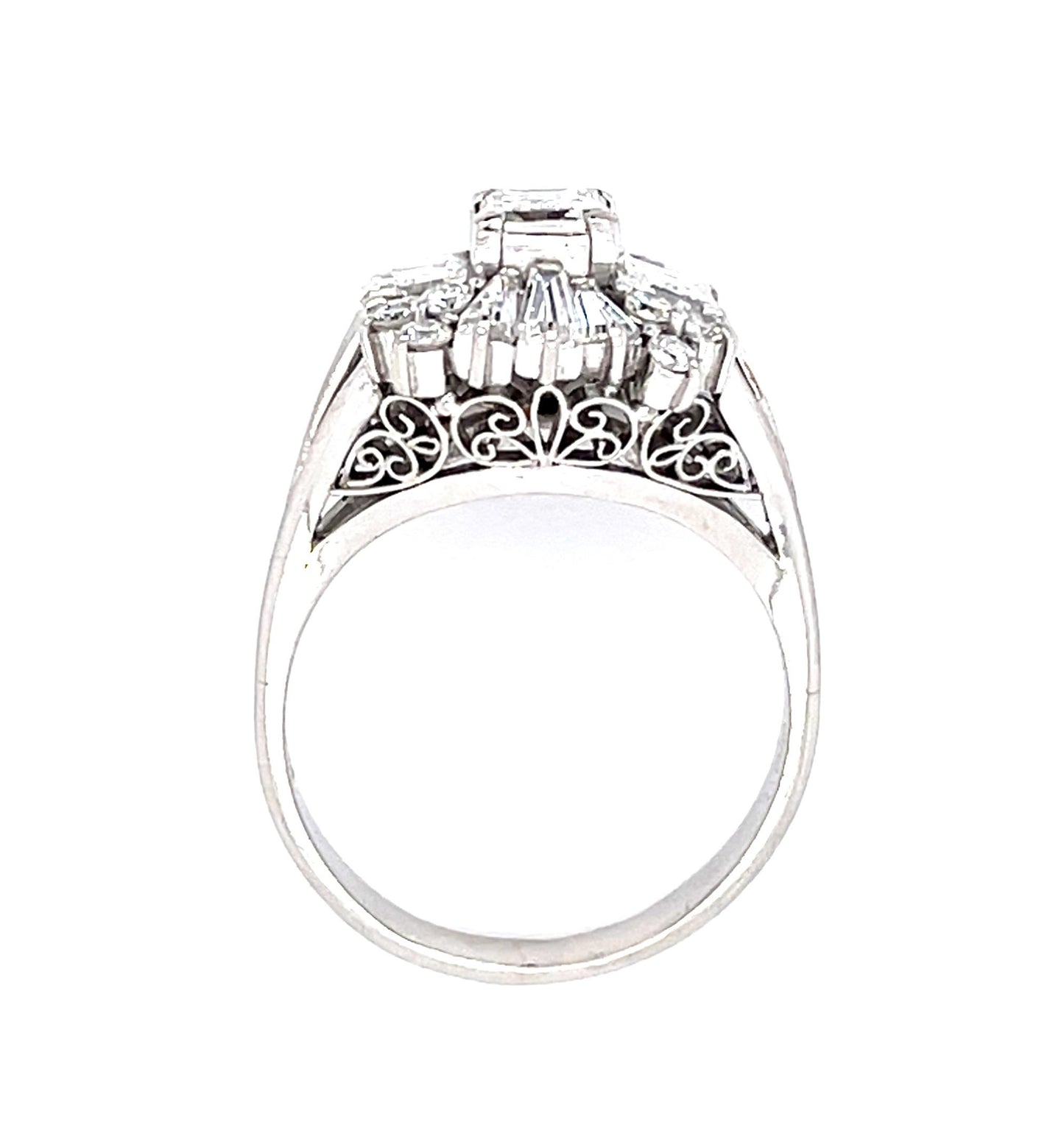 .62ct Emerald-cut Diamond Platinum Ring 1.17ct Side Diamond