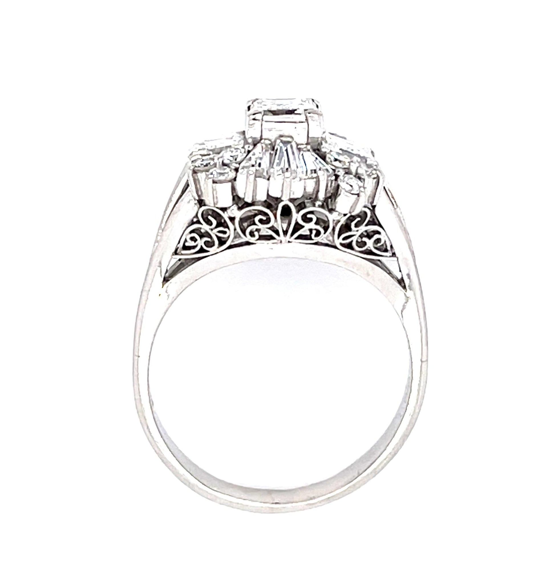 .62ct Emerald-cut Diamond Platinum Ring 1.17ct Side Diamond