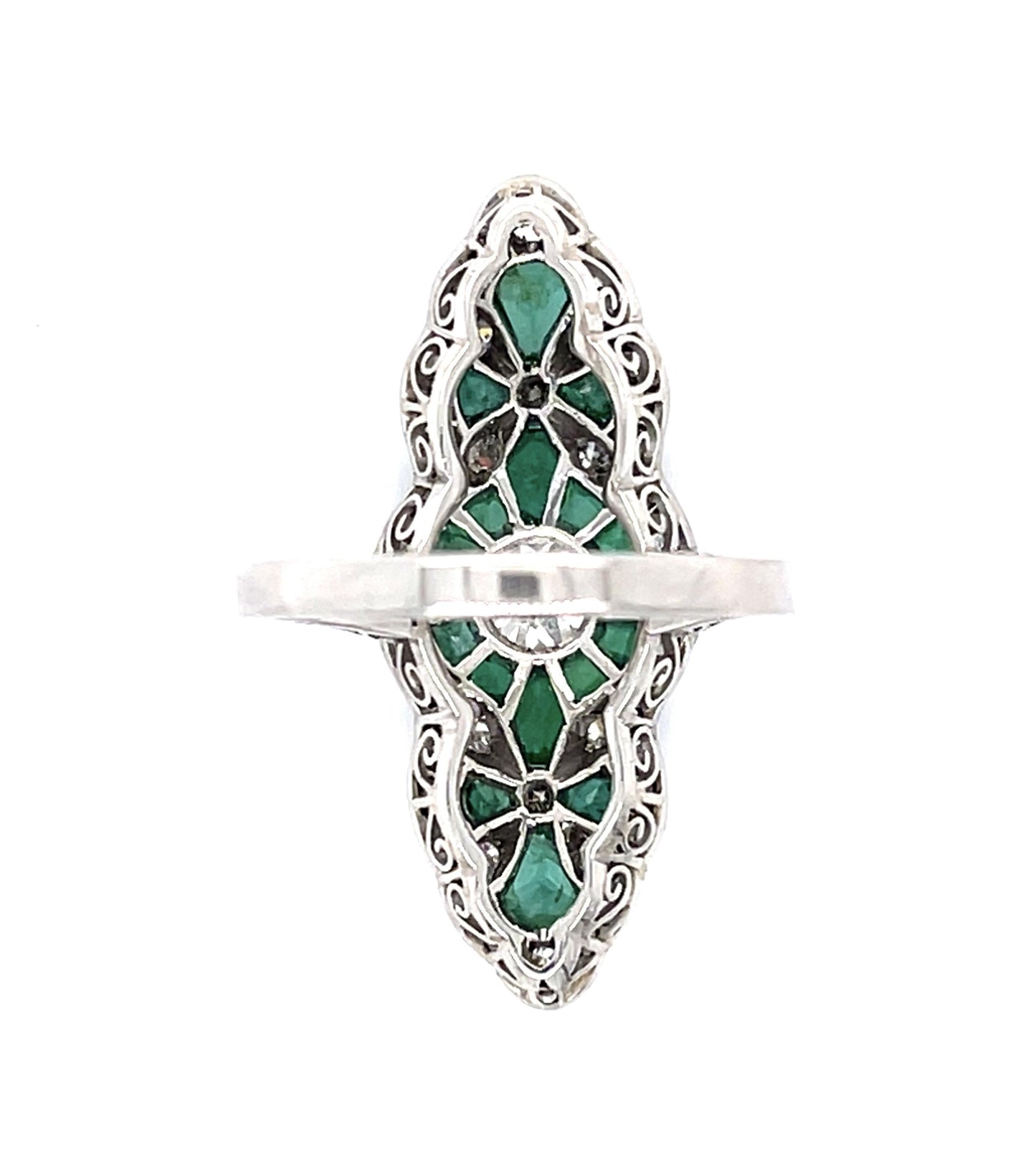 .62ct European Diamond 2.78ct Emerald Platinum Handmade Ring