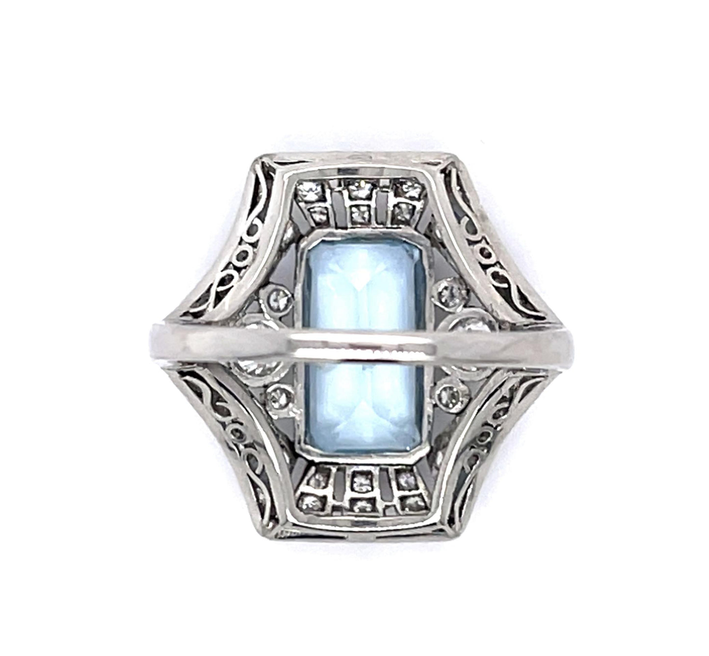 2.66ct Aquamarine 1.33ct Euro Diamond Platinum Handmade Ring