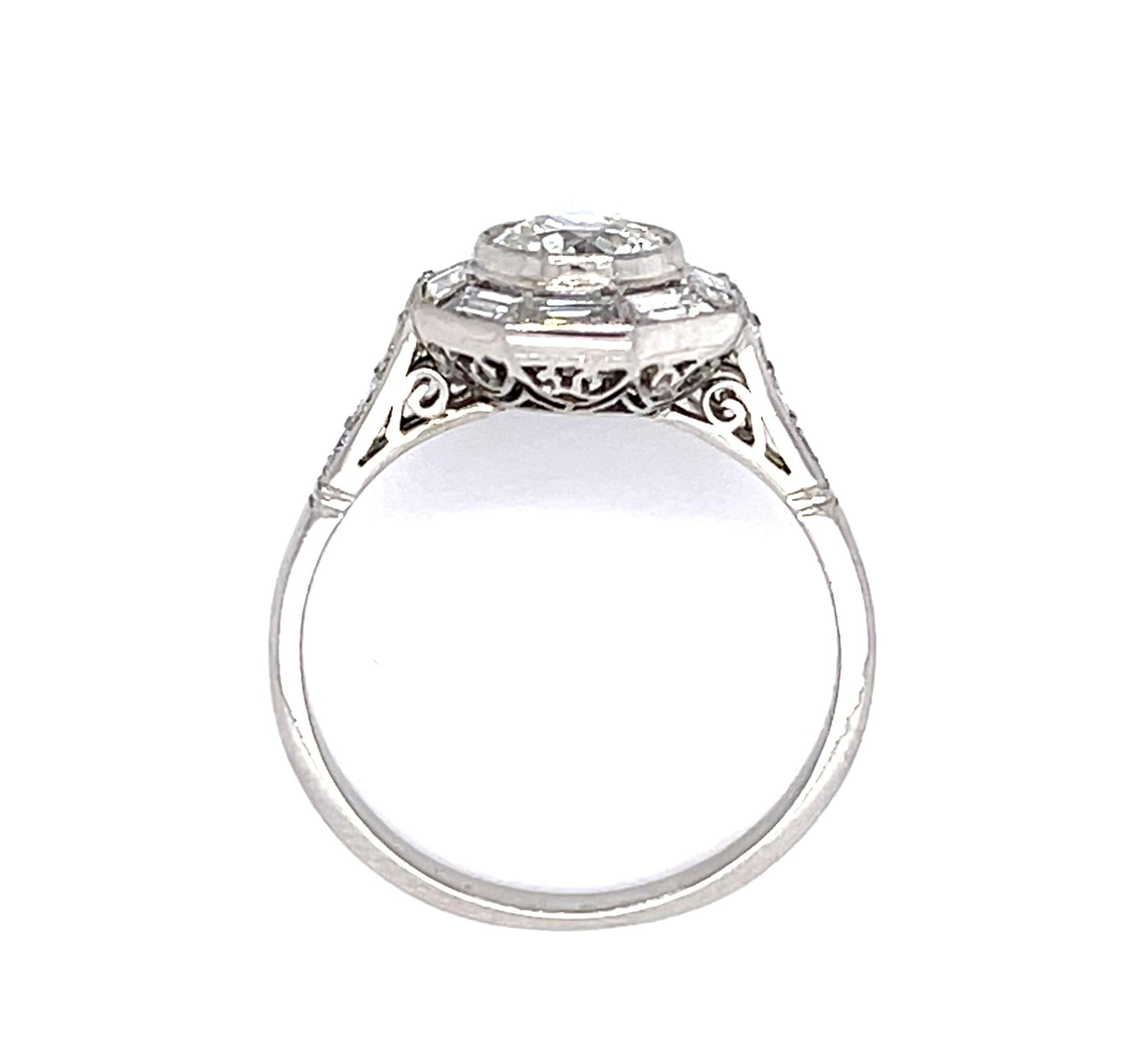 .87ct European Diamond Platinum Handmade Ring