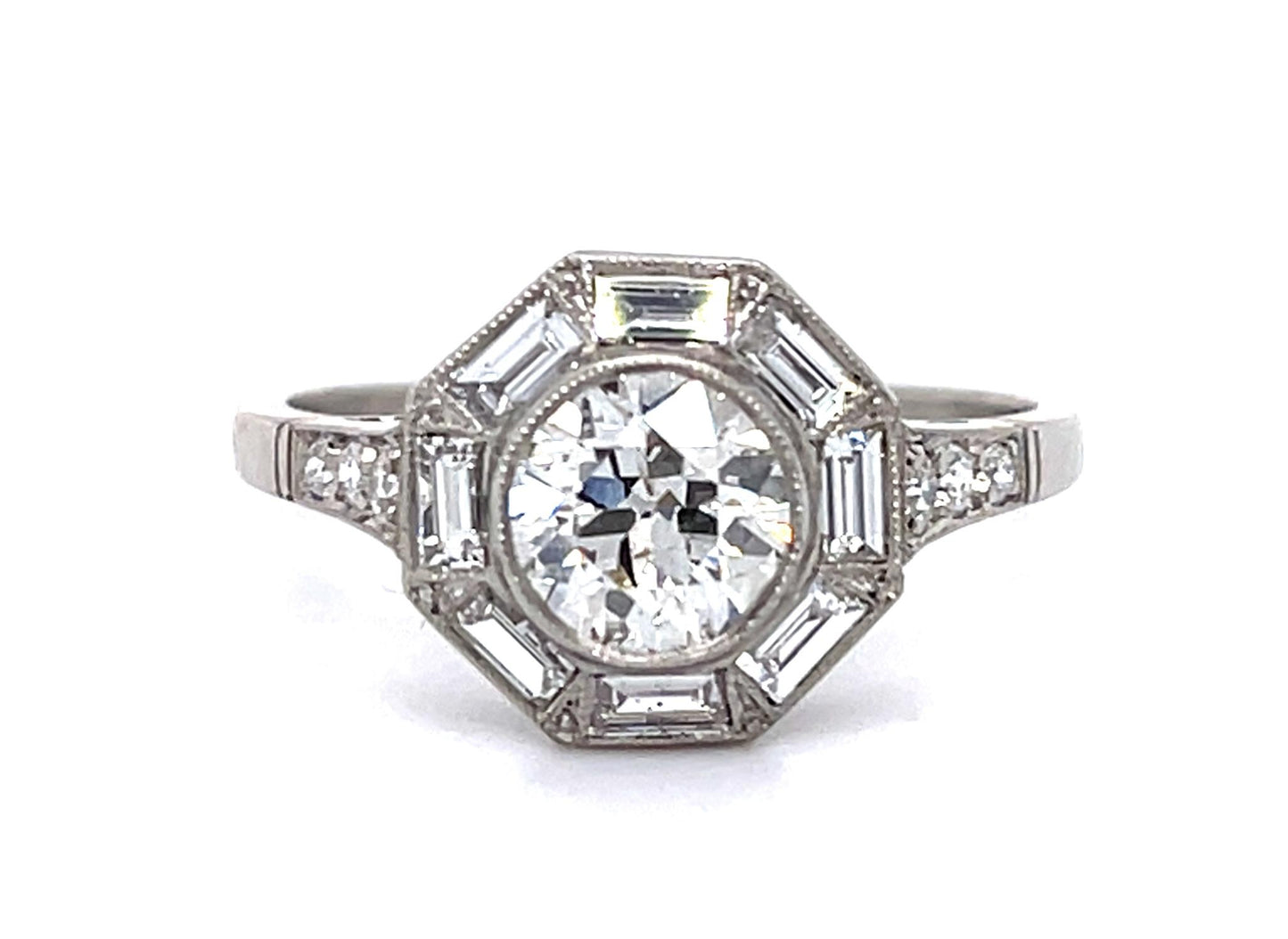 .87ct European Diamond Platinum Handmade Ring