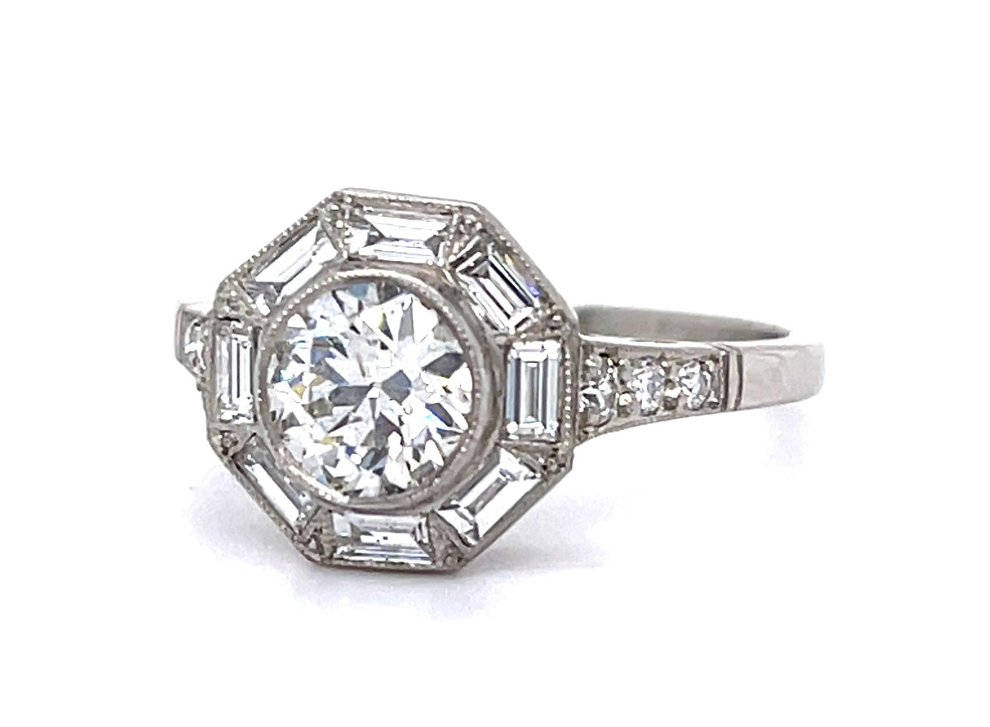 .87ct European Diamond Platinum Handmade Ring