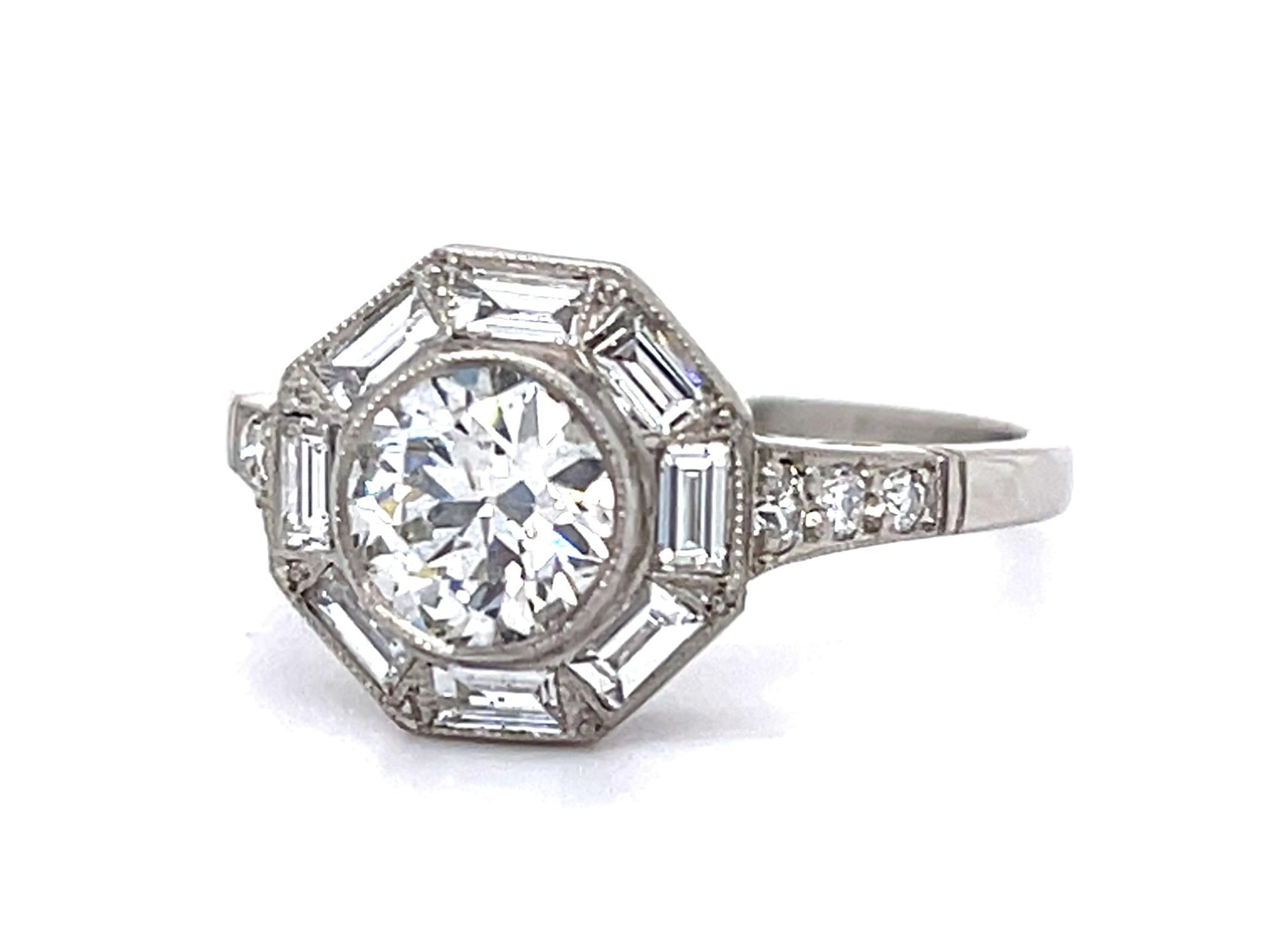 .87ct European Diamond Platinum Handmade Ring