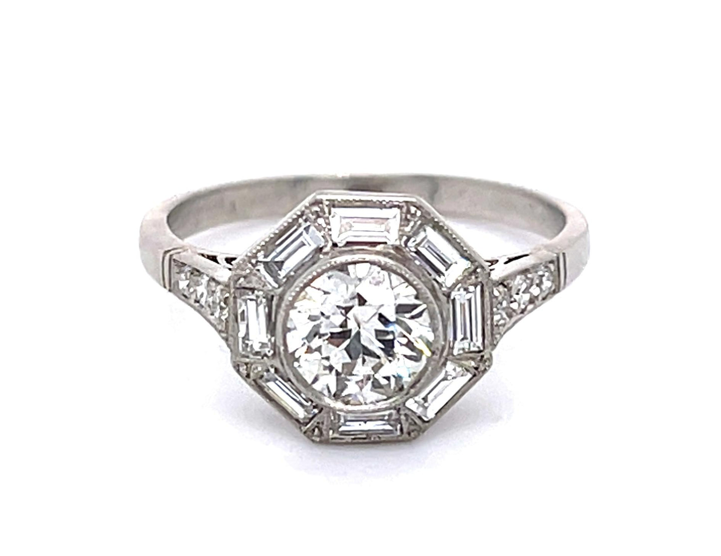 .87ct European Diamond Platinum Handmade Ring