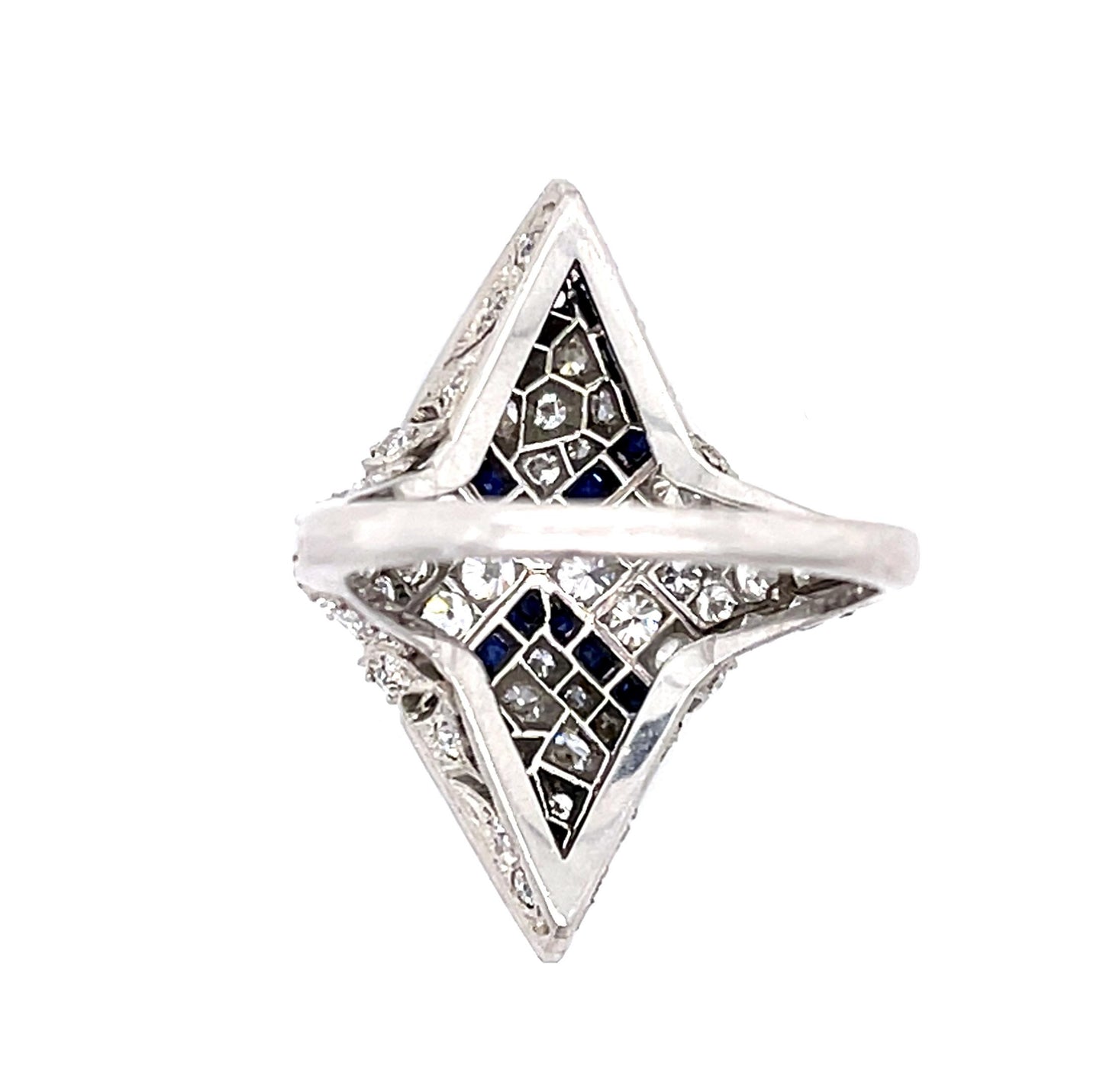 2.11ct Diamond 1.30ct Sapphire Platinum Handmade Ring