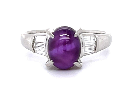 2.27ct Star Ruby Platinum Ring .20ct Diamond