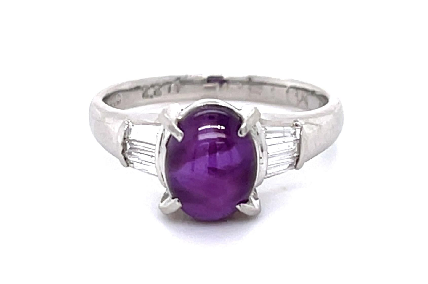 2.27ct Star Ruby Platinum Ring .20ct Diamond