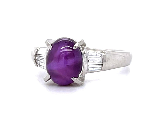 2.27ct Star Ruby Platinum Ring .20ct Diamond
