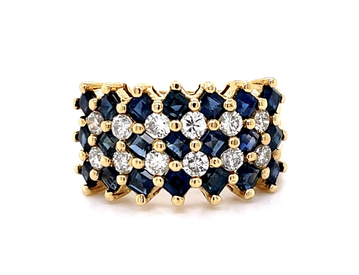 2.52ct Sapphire .64ct Diamond 18KY Band Ring