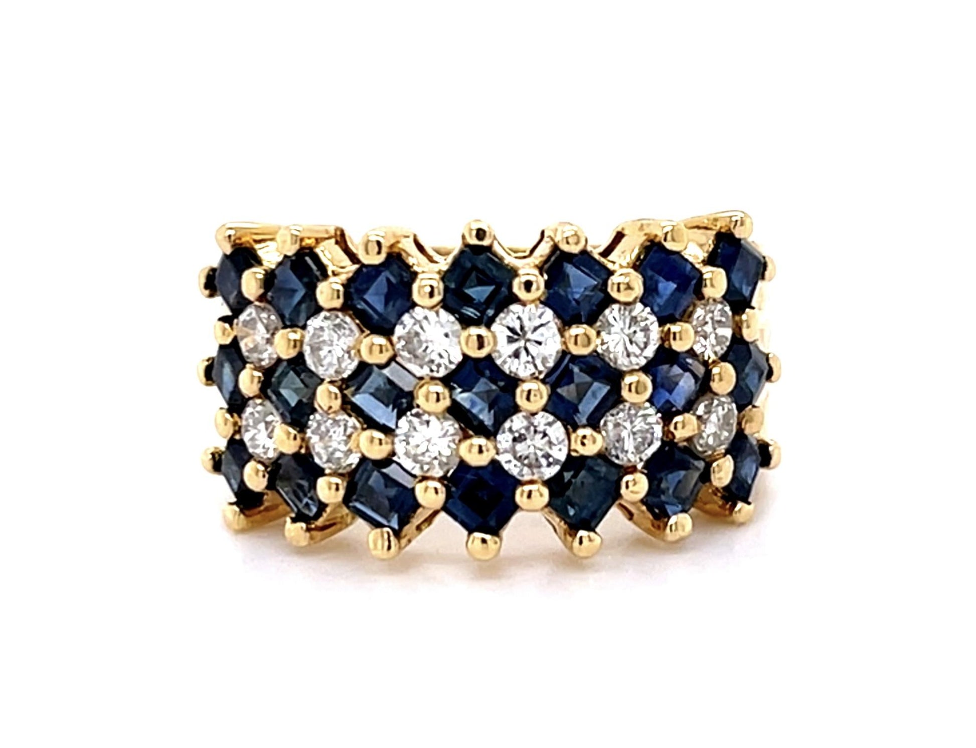 2.52ct Sapphire .64ct Diamond 18KY Band Ring