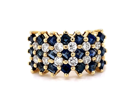 2.52ct Sapphire .64ct Diamond 18KY Band Ring