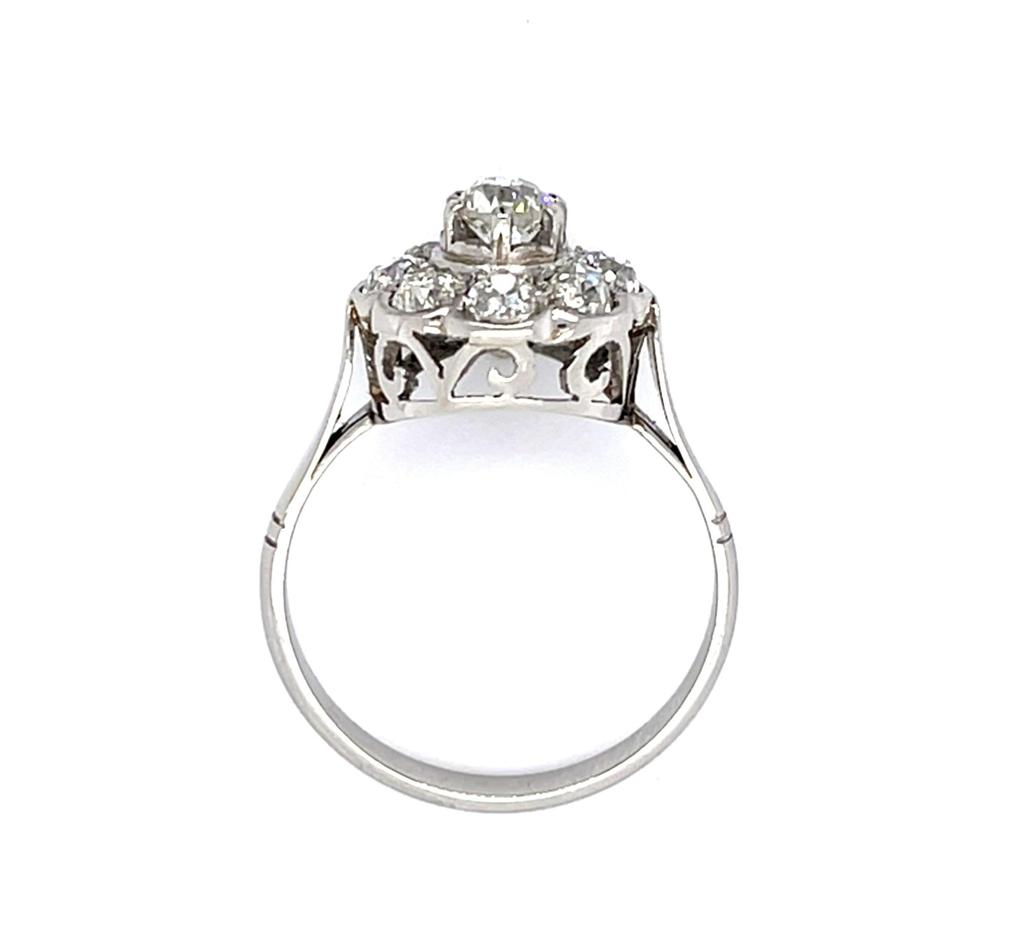 Art Deco .40ct Old Mine Diamond Center 18KW Ring (Vintage 1930s)