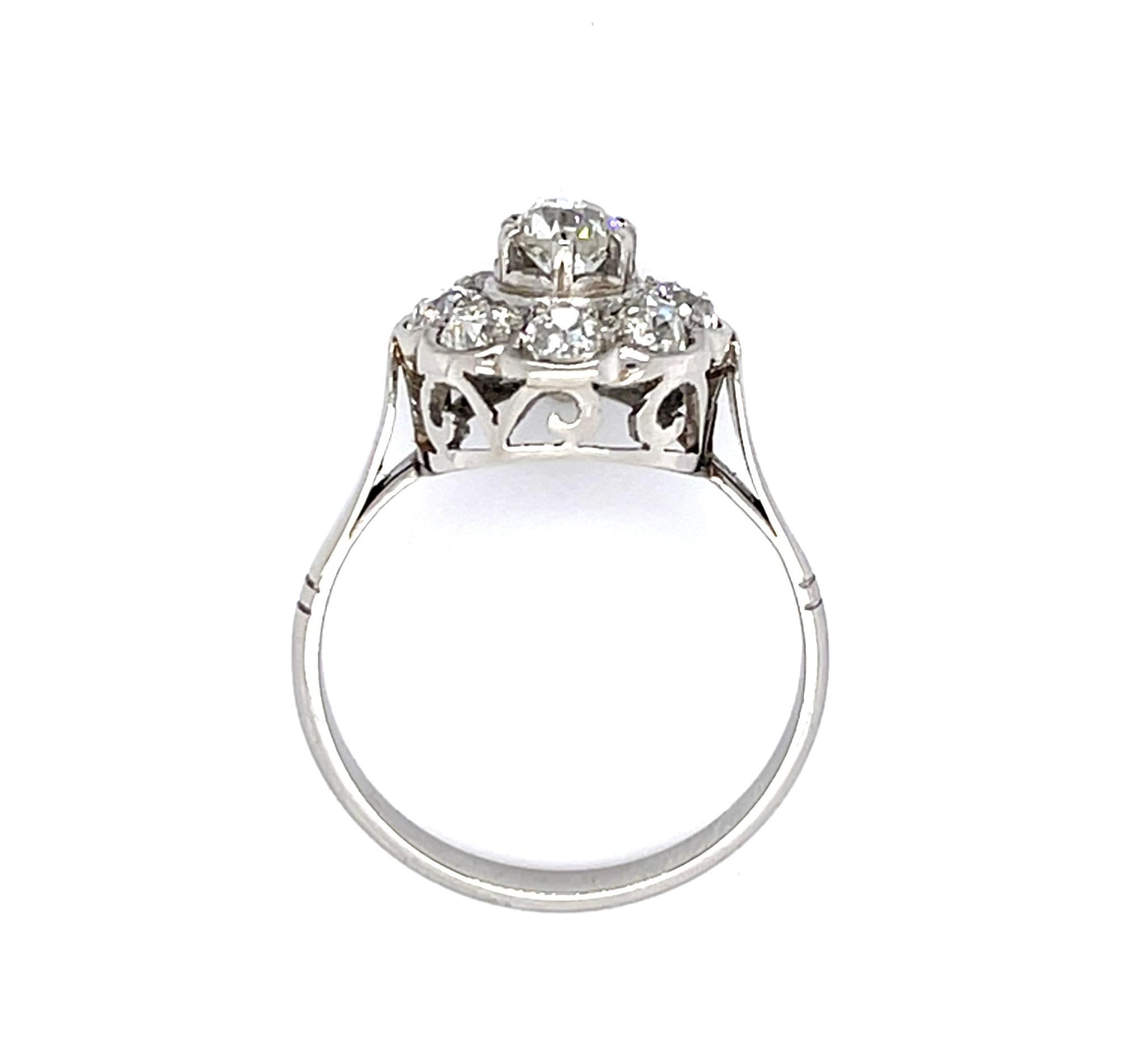 Art Deco .40ct Old Mine Diamond Center 18KW Ring (Vintage 1930s)