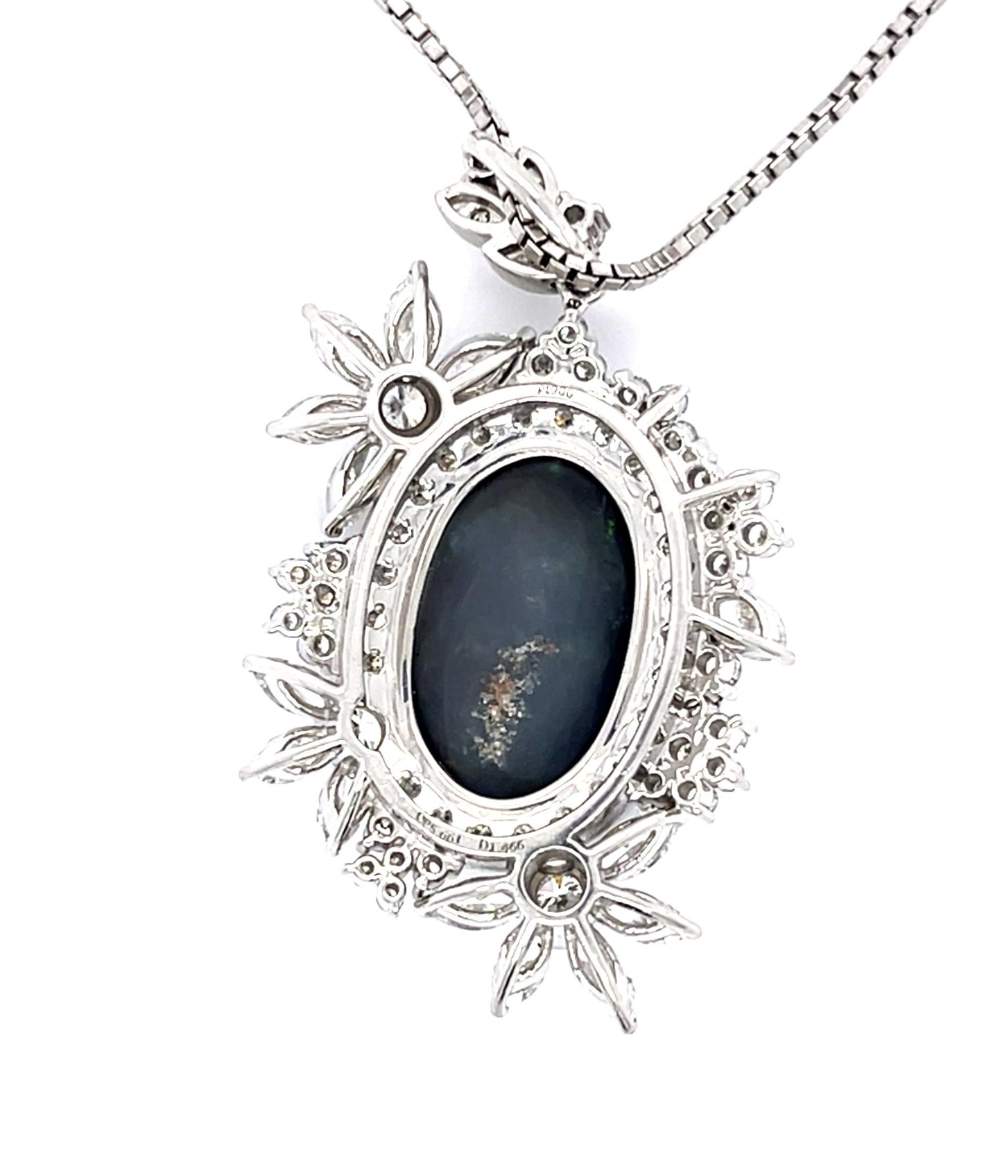 5.60ct Australian Black Opal 2.40ct Diamond Platinum Pendant