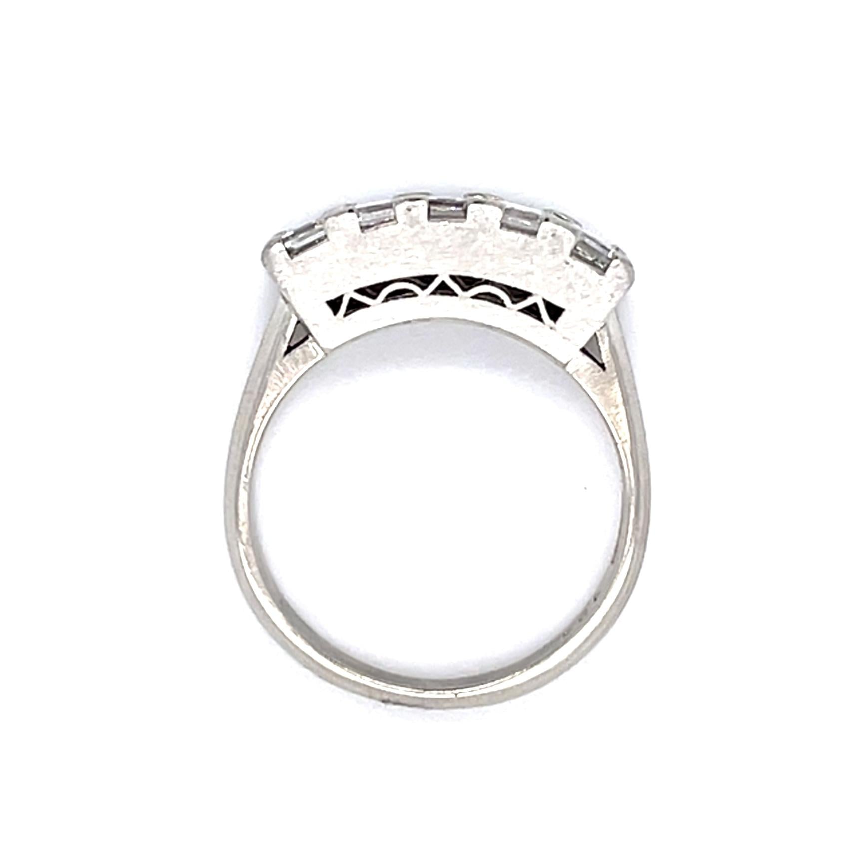 1.24ct Carre Cut Diamond Platinum Band Ring