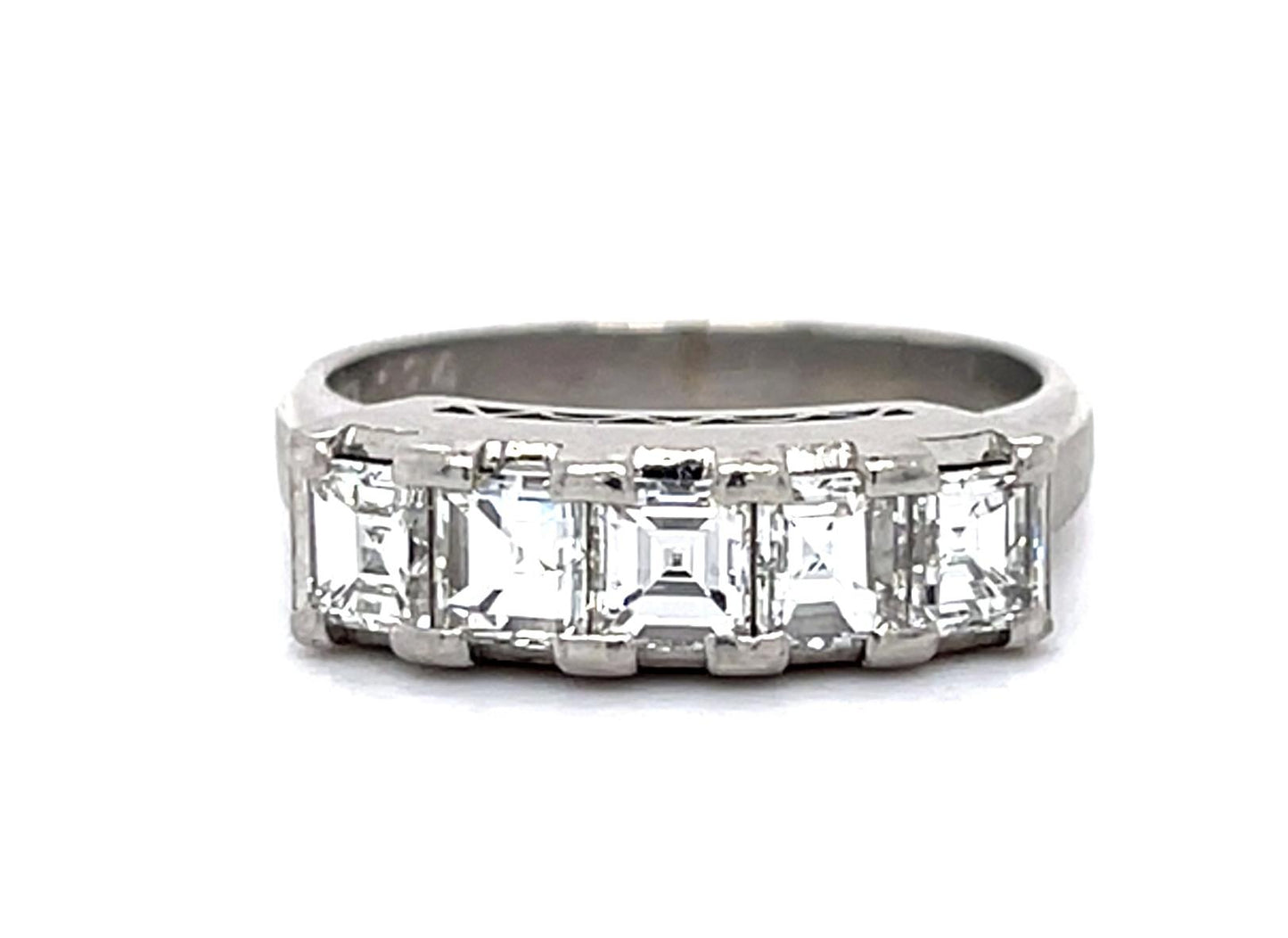 1.24ct Carre Cut Diamond Platinum Band Ring