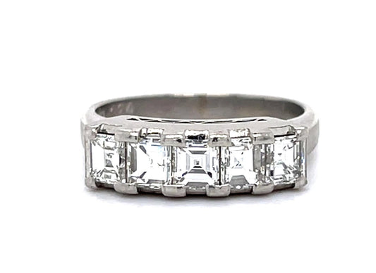 1.24ct Carre Cut Diamond Platinum Band Ring