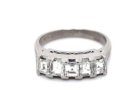 1ct Carre Cut Diamond Platinum Band Ring