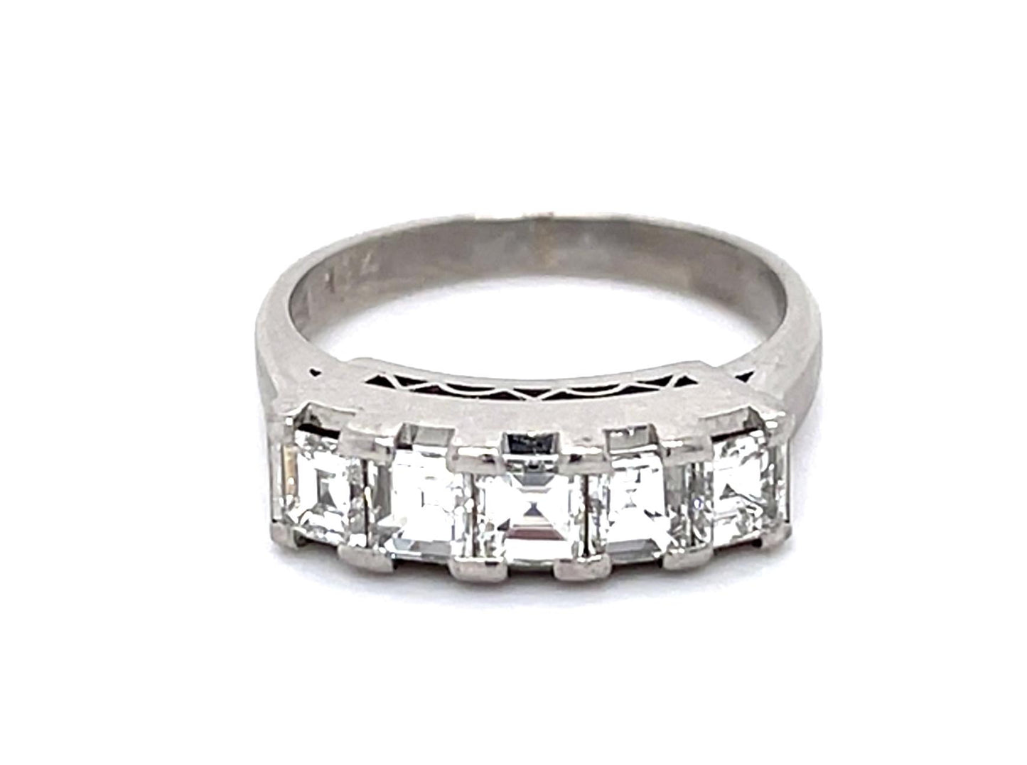 1.24ct Carre Cut Diamond Platinum Band Ring