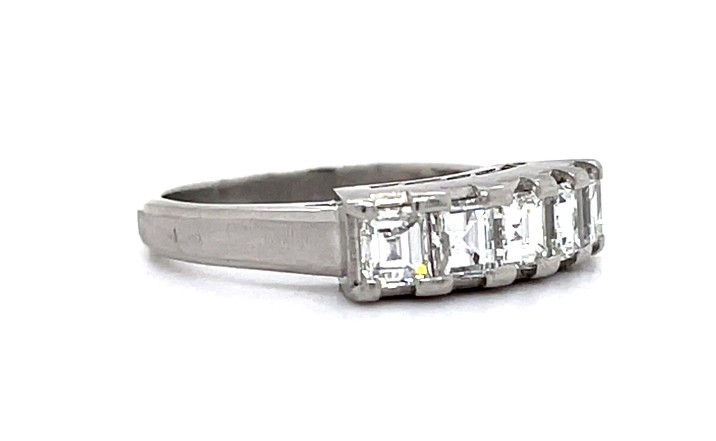 1.24ct Carre Cut Diamond Platinum Band Ring