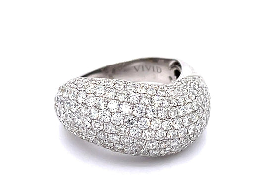 3.29ct Diamond 18KW Band Ring Signed "Vivid"