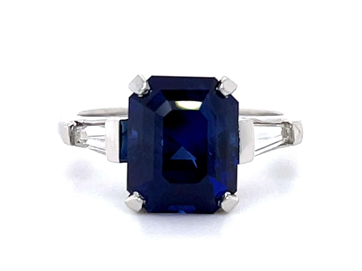 5.30ct Heated Madagascar Sapphire Platinum Ring