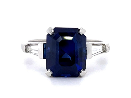 5.30ct Heated Madagascar Sapphire Platinum Ring