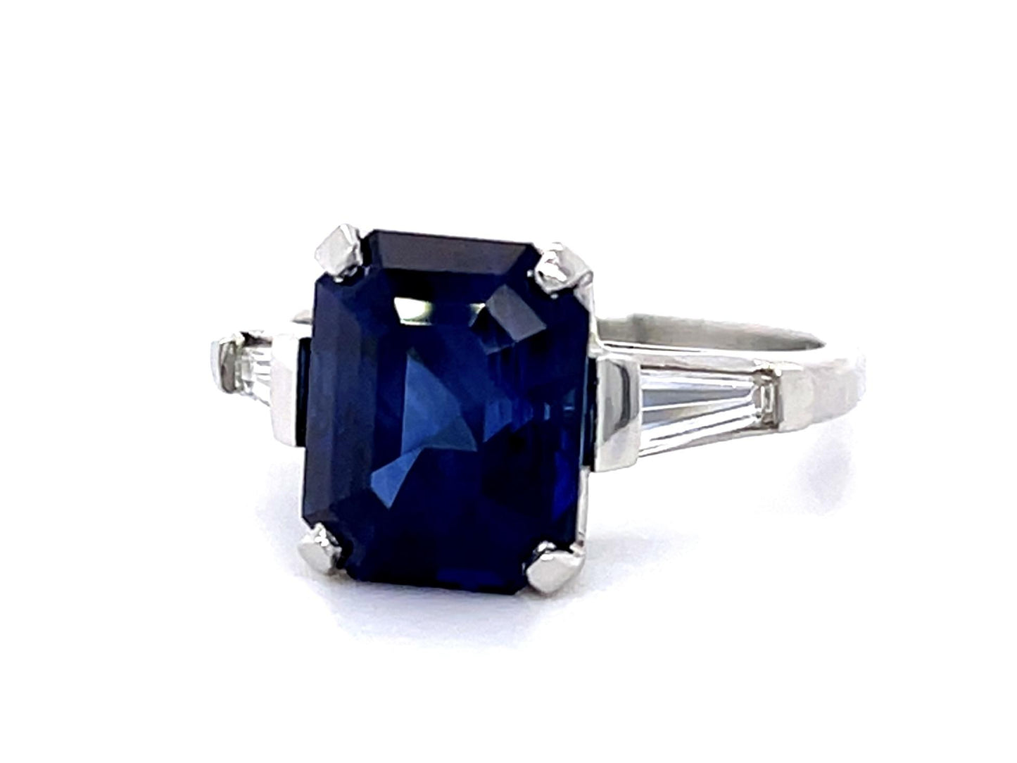 5.30ct Heated Madagascar Sapphire Platinum Ring