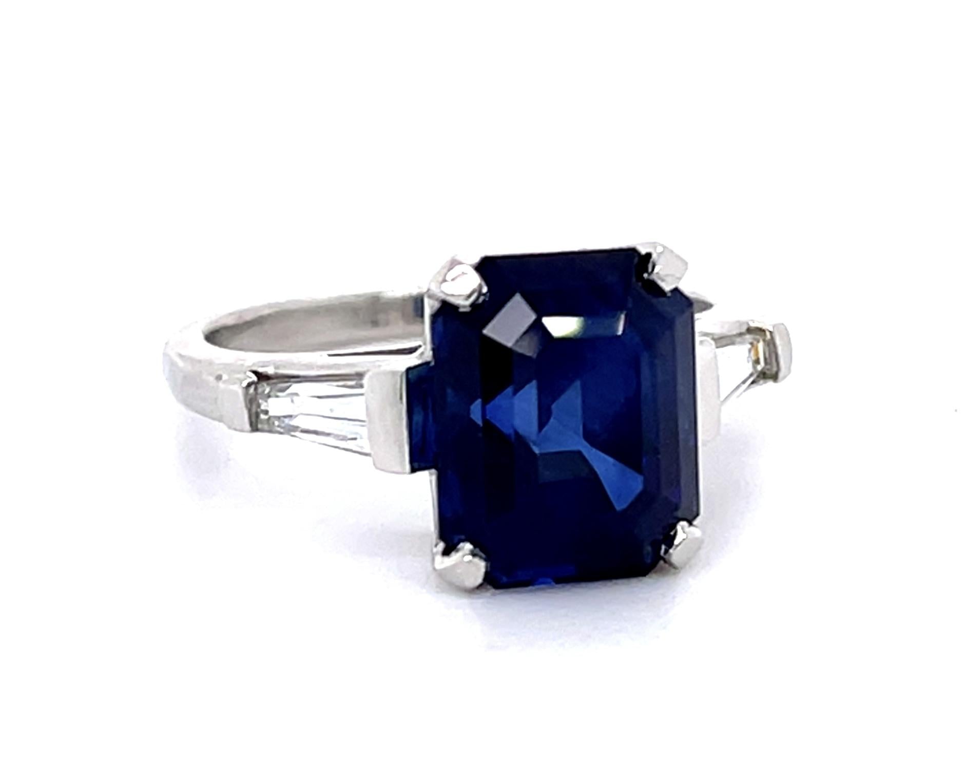 5.30ct Heated Madagascar Sapphire Platinum Ring