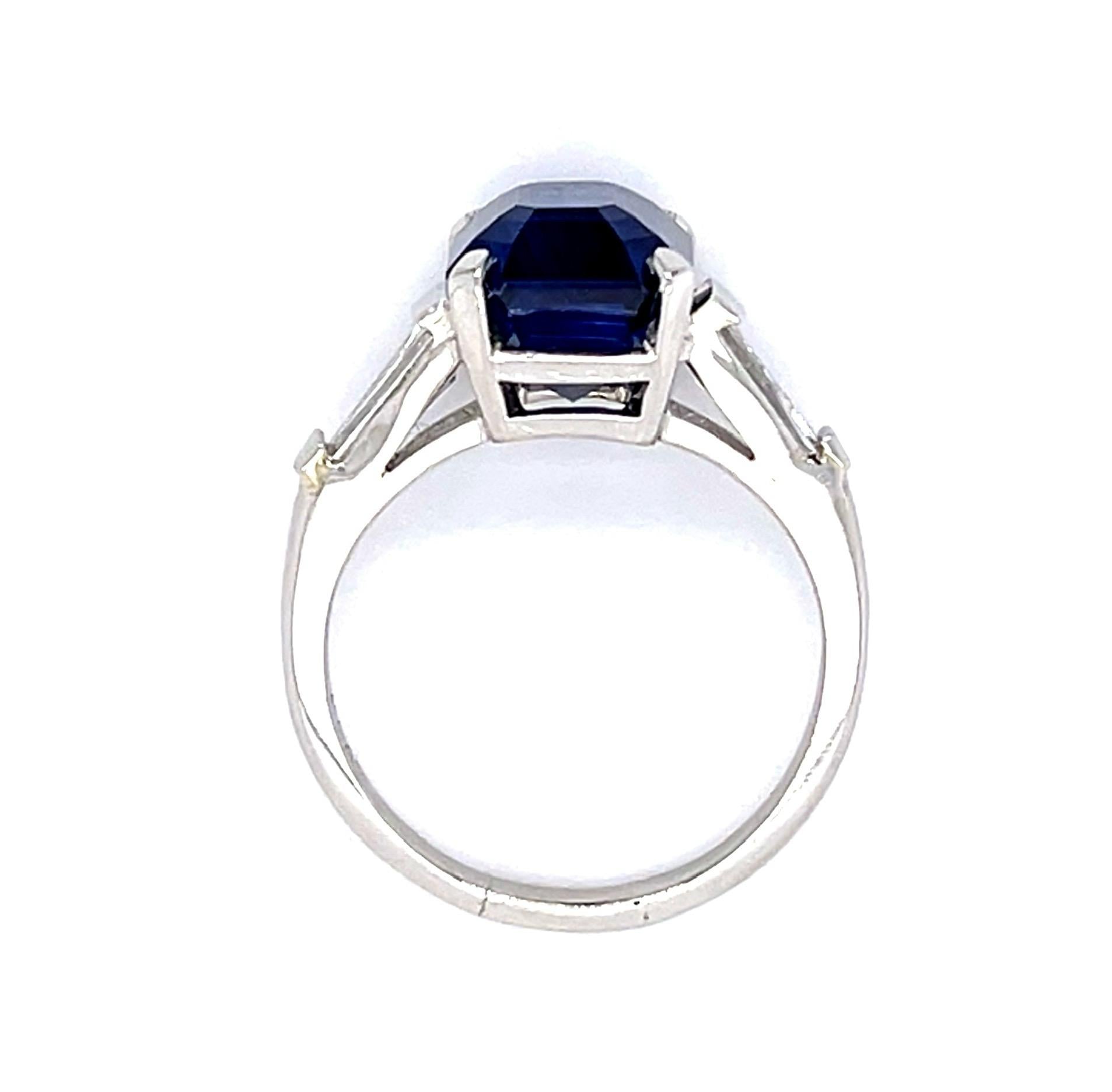 5.30ct Heated Madagascar Sapphire Platinum Ring