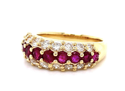 1.45ct Ruby &  1.27ctw Diamond 18KY Yellow Gold Ring