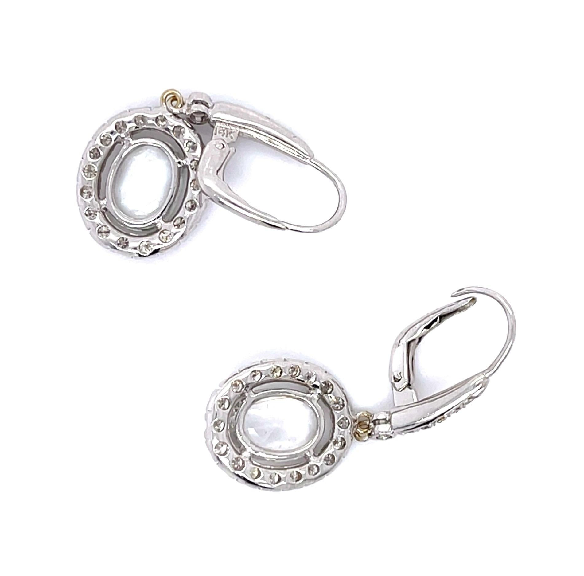 3ct White Sapphire 3ct Diamond 14KW Drop Earrings