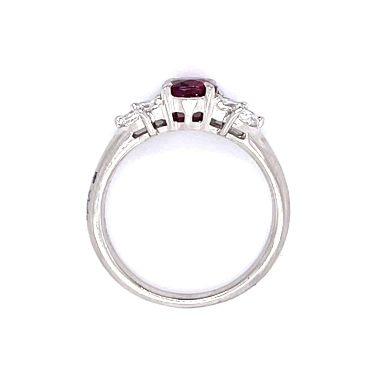 1.06ct Ruby Platinum Ring .50ct Marquise Diamond