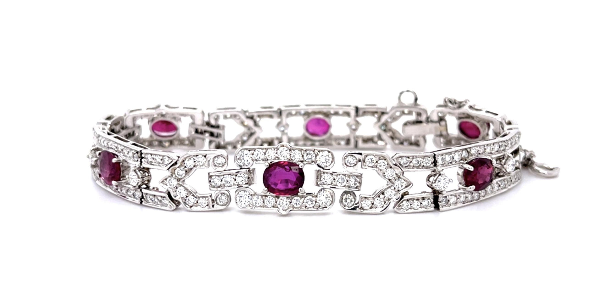 6ct Ruby 5.75ct Diamond 18KW Bracelet (Vintage 1960s)