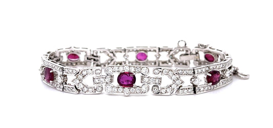 6ct Ruby 5.75ct Diamond 18KW Bracelet (Vintage 1960s)