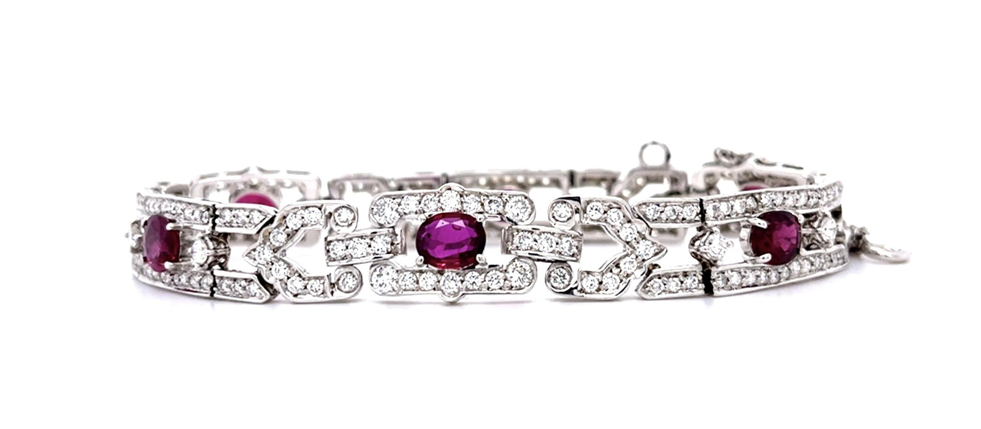 6ct Ruby 5.75ct Diamond 18KW Bracelet (Vintage 1960s)
