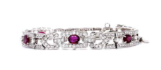 6ct Ruby 5.75ct Diamond 18KW Bracelet (Vintage 1960s)