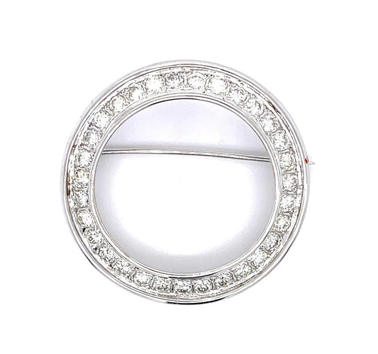 3.10ct (VS G-I Color Stones No Cert) Platinum Circle Brooch (Vintage 1950s)