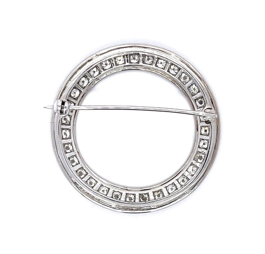 3.10ct (VS G-I Color Stones No Cert) Platinum Circle Brooch (Vintage 1950s)