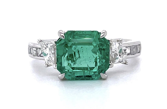 2.62ct Colombian Emerald (No Cert) Platinum Ring