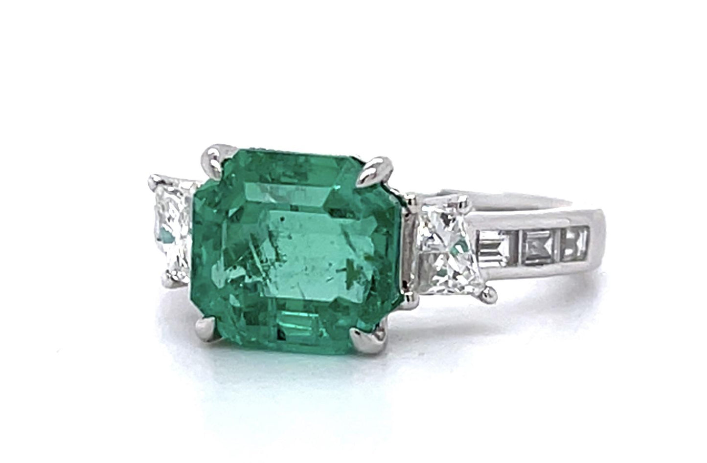 2.62ct Colombian Emerald (No Cert) Platinum Ring