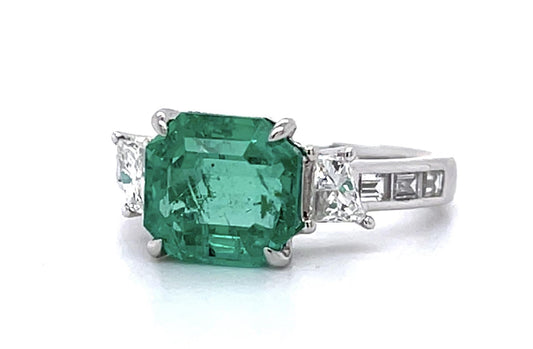 2.62ct Colombian Emerald (No Cert) Platinum Ring
