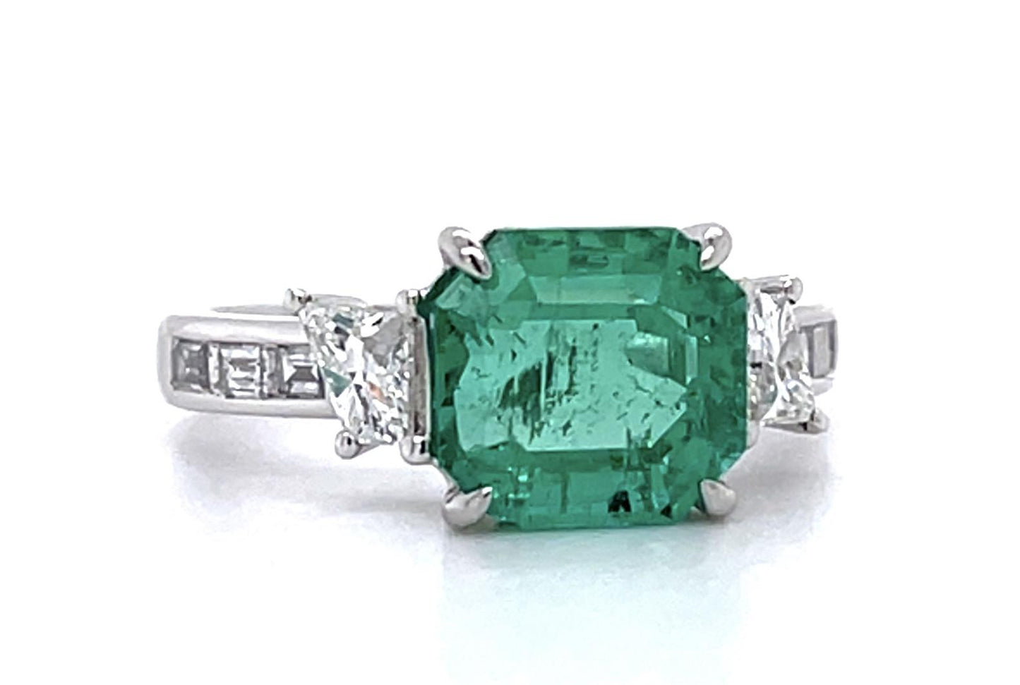 2.62ct Colombian Emerald (No Cert) Platinum Ring